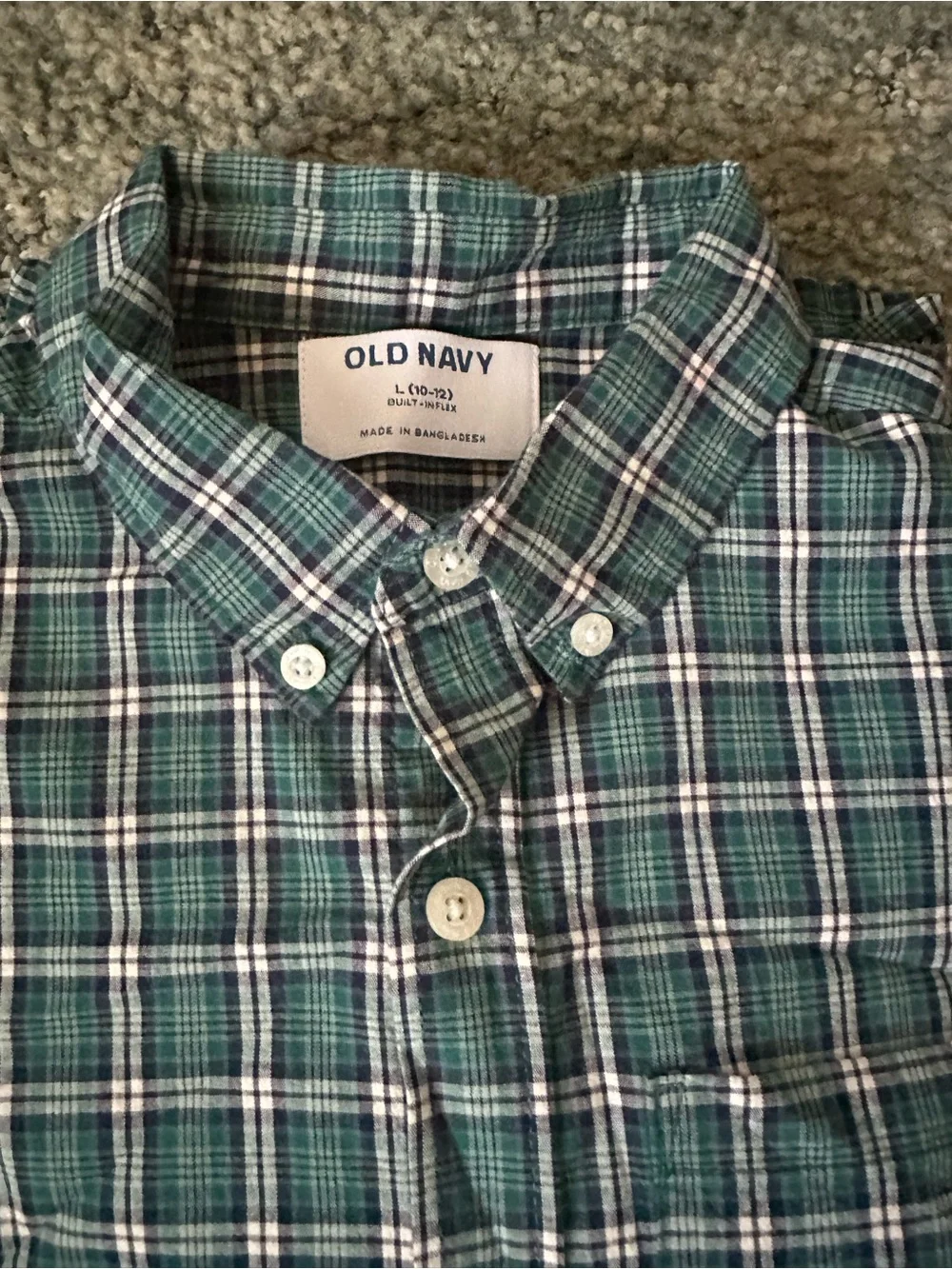 Old Navy Green and White Plaid Button-Down Shirt